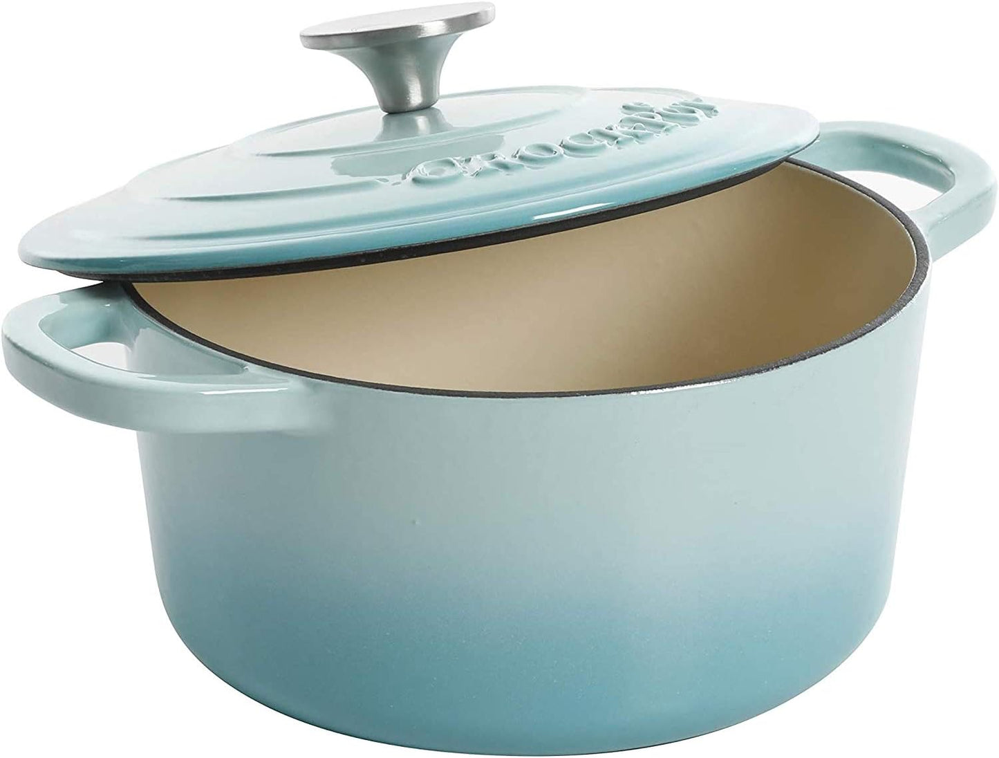 3 Quart Enameled Cast Iron Dutch Oven – Aqua - Curated Catalog E0
